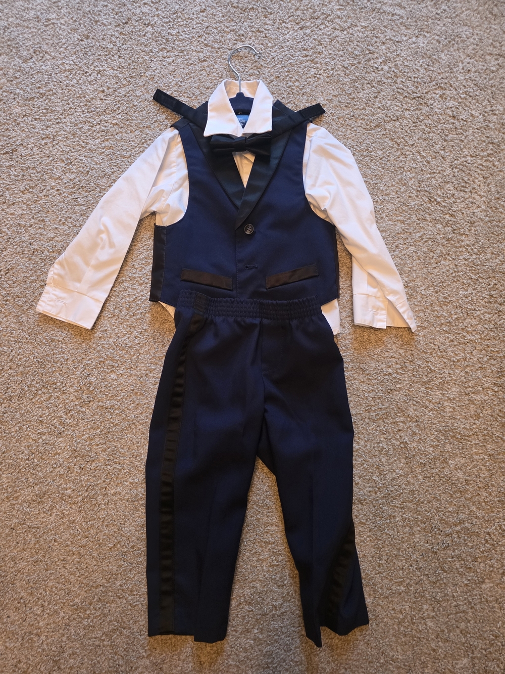 Nautica Navy Vest and Pants Set with White Shirt and Black Bow Tie 2t
